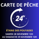 Carte de pêche 24h NOVEMBRE – Étang des Pouyades